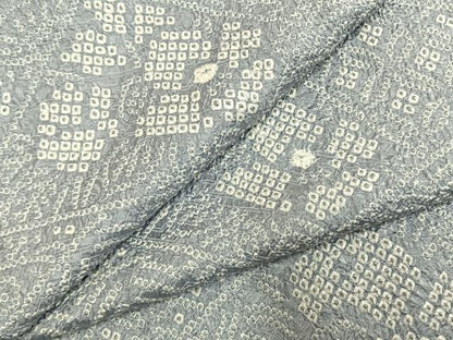平和屋着物●上質な小紋　総絞り　切嵌花文　正絹　逸品　AABM8611fy