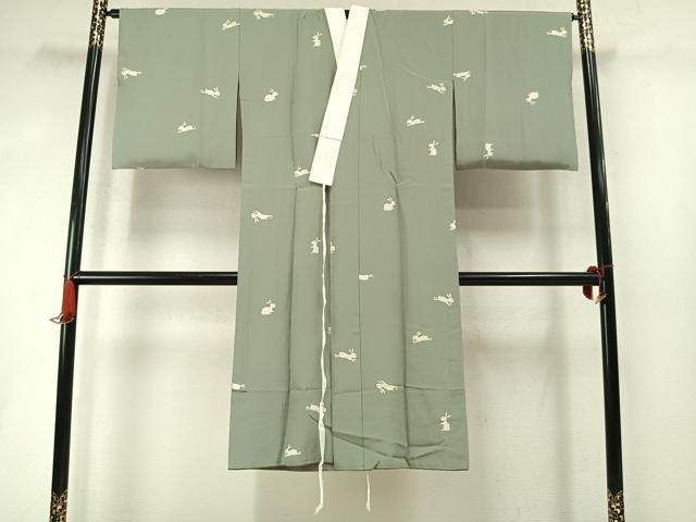 平和屋着物●長襦袢　無双仕立て　兎　高島屋扱い　正絹　逸品　AABM8617fy