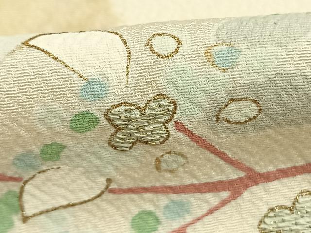 平和屋着物●日本工芸会正会員　染色作家　木原明　訪問着　草花文　金糸　金彩　正絹　逸品　AABM8618fy
