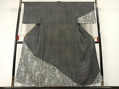 平和屋着物●江戸小紋　訪問着　切嵌花文　正絹　逸品　AABM8619fy