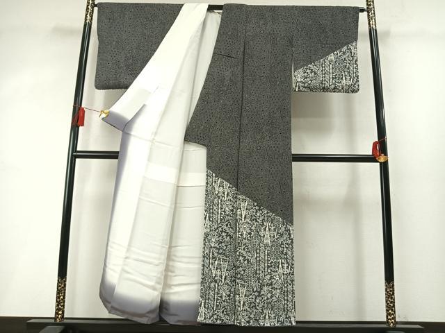 平和屋着物●江戸小紋　訪問着　切嵌花文　正絹　逸品　AABM8619fy