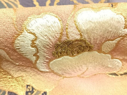 平和屋着物●皇室デザイナー　中村乃武夫　色留袖　刺繍　草花文　暈し染め　金糸　金彩　正絹　逸品　AABM8621fy
