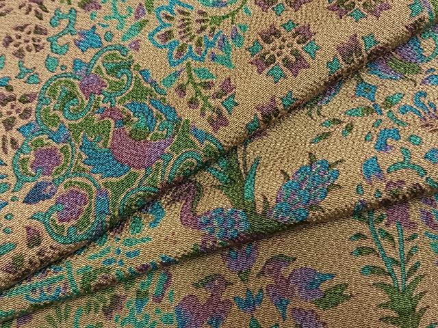 平和屋着物●上質な小紋　吉祥花鳥文　鬼しぼ縮緬　正絹　逸品　AABM8630fy