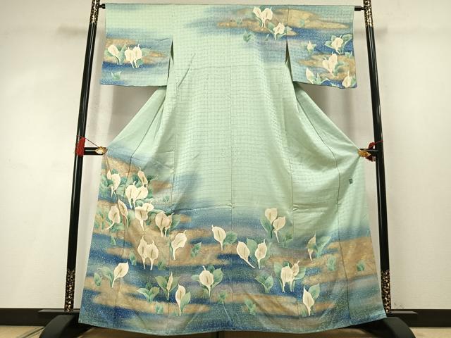 平和屋着物●訪問着　友禅　作家物　水芭蕉　暈し染め　金彩　正絹　逸品　AABM8633fy