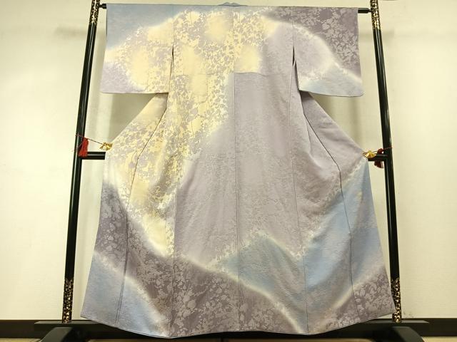 平和屋着物●日展作家　山本唯与志　レリーフ染　訪問着　枝葉文　シルエット　暈し染め　正絹　逸品　AABM8635fy