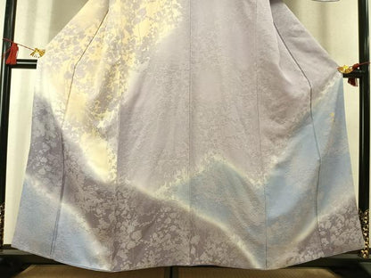 平和屋着物●日展作家　山本唯与志　レリーフ染　訪問着　枝葉文　シルエット　暈し染め　正絹　逸品　AABM8635fy