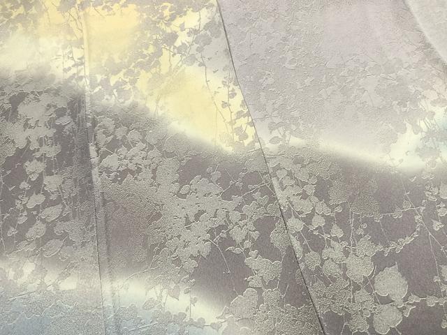 平和屋着物●日展作家　山本唯与志　レリーフ染　訪問着　枝葉文　シルエット　暈し染め　正絹　逸品　AABM8635fy
