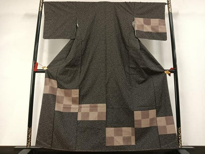 平和屋着物●訪問着　本場大島紬　色紙文　正絹　逸品　AABM8640fy