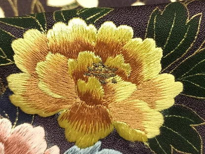 平和屋着物●訪問着　刺繍　草花文　暈し染め　金糸　金銀彩　ロング丈　正絹　逸品　AABM8641fy