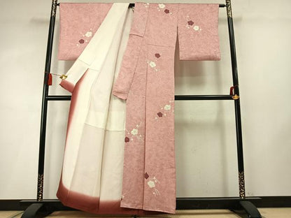 平和屋着物●上質な小紋　絞り　枝梅文　暈し染め　金彩　正絹　逸品　AABM8649fy