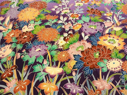 平和屋着物●豪華振袖　型染め　花鳥文　暈し染め　正絹　逸品　AABM8652fy