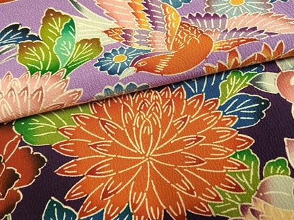 平和屋着物●豪華振袖　型染め　花鳥文　暈し染め　正絹　逸品　AABM8652fy