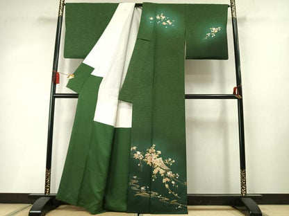 平和屋着物●金彩友禅　卓越技能者・名工・和田光正　訪問着　枝花文　暈し染め　金彩　正絹　逸品　AABM8654fy