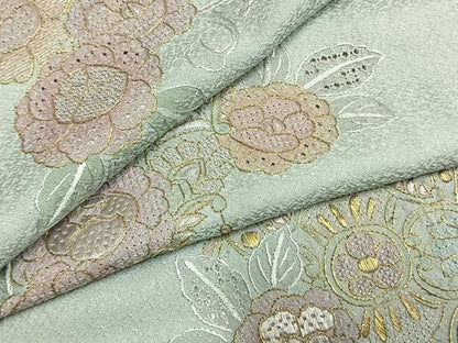 平和屋着物●中国三大刺繍　スワトウ刺繍　汕頭刺繍　総刺繍　訪問着　草花文　金糸　正絹　逸品　AABM8655fy