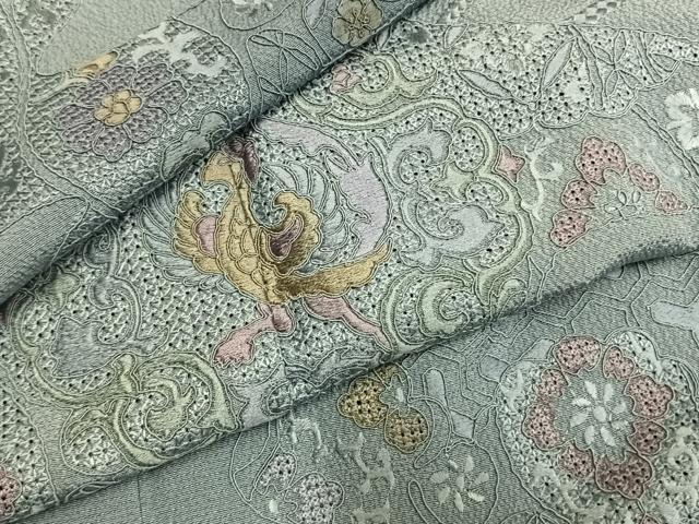平和屋着物●中国三大刺繍　スワトウ刺繍　汕頭刺繍　総刺繍　訪問着　吉祥花鳥文　暈し染め　やまと誂製　正絹　逸品　AABM8656fy