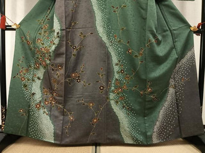 平和屋着物●訪問着　絞り　草花文　金彩　やまと誂製　正絹　逸品　AABM8658fy