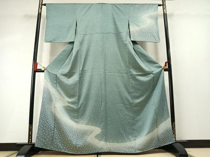 平和屋着物●訪問着　絞り　流水文　暈し染め　正絹　逸品　AABM8660fy