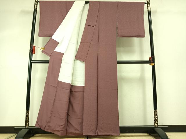 平和屋着物●上質な色無地　舞花地紋　鴇浅葱色　正絹　逸品　AABM8663fy