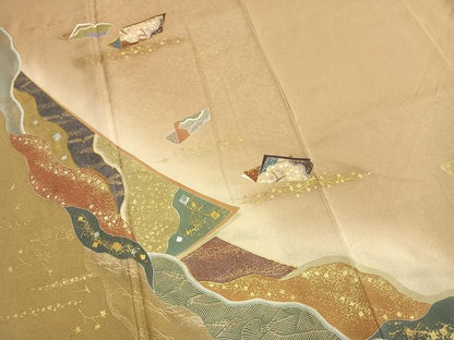 平和屋着物●訪問着　作家物　駒刺繍　花冊子文　暈し染め　金銀彩　やまと誂製　正絹　逸品　AABM8664fy