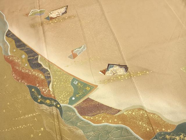 平和屋着物●訪問着　作家物　駒刺繍　花冊子文　暈し染め　金銀彩　やまと誂製　正絹　逸品　AABM8664fy