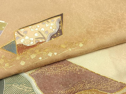 平和屋着物●訪問着　作家物　駒刺繍　花冊子文　暈し染め　金銀彩　やまと誂製　正絹　逸品　AABM8664fy