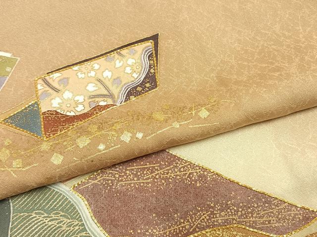平和屋着物●訪問着　作家物　駒刺繍　花冊子文　暈し染め　金銀彩　やまと誂製　正絹　逸品　AABM8664fy