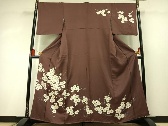 平和屋着物●二代目清次郎　手描き　訪問着　枝花文　正絹　逸品　AABM8667fy