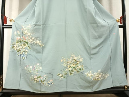 平和屋着物●訪問着　友禅　作家物　草花文　三越扱い　正絹　逸品　AABM8668fy