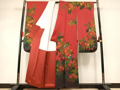 平和屋着物●豪華振袖　花鳥文　暈し染め　金彩　正絹　逸品　AABM8670fy