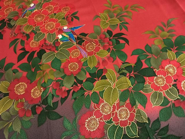 平和屋着物●豪華振袖　花鳥文　暈し染め　金彩　正絹　逸品　AABM8670fy