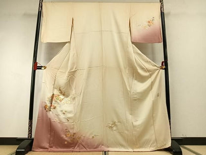 平和屋着物●金彩友禅　卓越技能者・名工・和田光正　訪問着　螺鈿　扇面花文　暈し染め　金銀彩　正絹　逸品　AABM8683fy