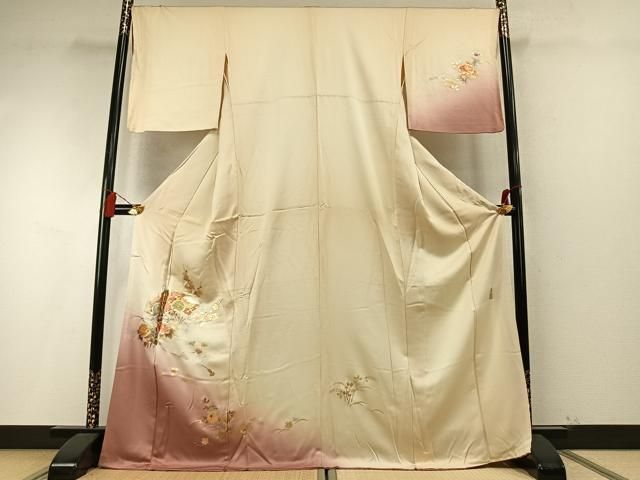 平和屋着物●金彩友禅　卓越技能者・名工・和田光正　訪問着　螺鈿　扇面花文　暈し染め　金銀彩　正絹　逸品　AABM8683fy