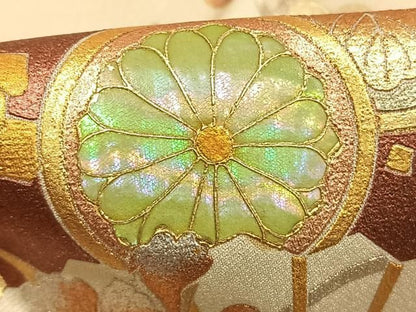 平和屋着物●金彩友禅　卓越技能者・名工・和田光正　訪問着　螺鈿　扇面花文　暈し染め　金銀彩　正絹　逸品　AABM8683fy