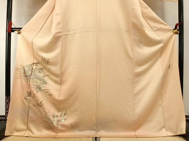 平和屋着物●金彩友禅　卓越技能者・名工・和田光正　訪問着　松竹梅　風景花文　暈し染め　金銀彩　ロング丈　正絹　逸品　AABM8684fy