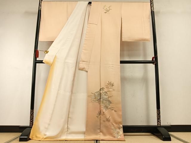 平和屋着物●金彩友禅　卓越技能者・名工・和田光正　訪問着　松竹梅　風景花文　暈し染め　金銀彩　ロング丈　正絹　逸品　AABM8684fy