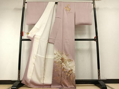 平和屋着物●金彩友禅　卓越技能者・名工・和田光正　訪問着　御所車枝梅松花文　暈し染め　金彩　正絹　逸品　AABM8685fy