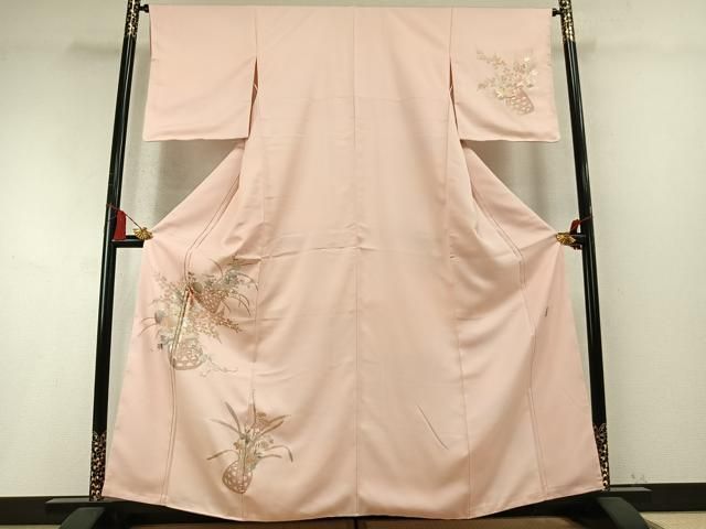 平和屋着物●金彩友禅　卓越技能者・名工・和田光正　訪問着　草花文　金銀彩　正絹　逸品　AABM8686fy