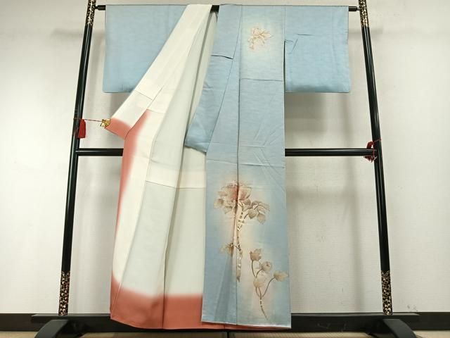 平和屋着物●金彩友禅　卓越技能者・名工・和田光正　訪問着　枝花文　暈し染め　金銀彩　正絹　逸品　AABM8687fy