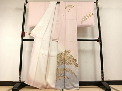 平和屋着物●金彩友禅　卓越技能者・名工・和田光正　訪問着　草花文　暈し染め　金銀彩　正絹　逸品　未使用　AABM8688fy