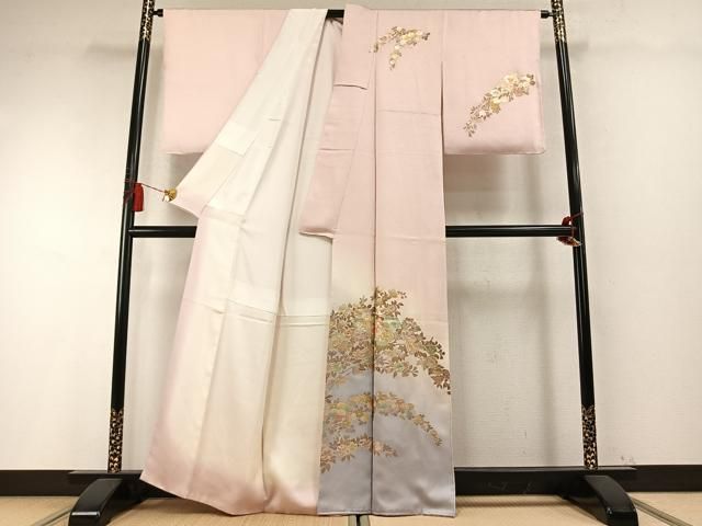 平和屋着物●金彩友禅　卓越技能者・名工・和田光正　訪問着　草花文　暈し染め　金銀彩　正絹　逸品　未使用　AABM8688fy