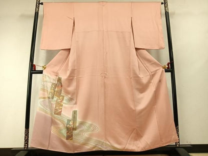 平和屋着物●金彩友禅　卓越技能者・名工・和田光正　訪問着　色紙風景花鳥文　暈し染め　金銀彩　正絹　逸品　AABM8689fy
