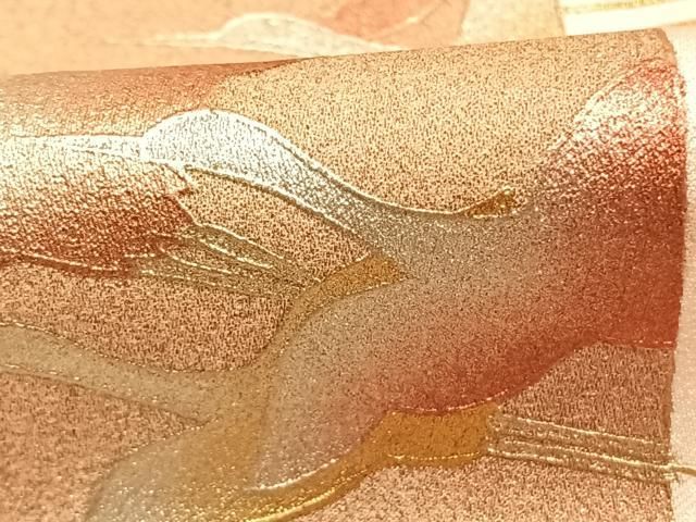 平和屋着物●金彩友禅　卓越技能者・名工・和田光正　訪問着　色紙風景花鳥文　暈し染め　金銀彩　正絹　逸品　AABM8689fy