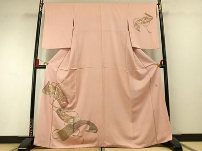 平和屋着物●金彩友禅　卓越技能者・名工・和田光正　訪問着　巻物　源氏車花文　金銀彩　正絹　逸品　AABM8690fy