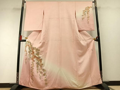 平和屋着物●金彩友禅　卓越技能者・名工・和田光正　訪問着　草花文　暈し染め　金銀彩　正絹　逸品　AABM8692fy