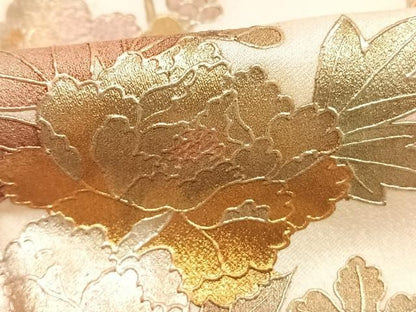 平和屋着物●金彩友禅　卓越技能者・名工・和田光正　訪問着　片輪車花文　金銀彩　正絹　逸品　AABM8693fy