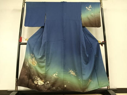 平和屋着物●金彩友禅　卓越技能者・名工・和田光正　訪問着　草花文　暈し染め　金銀彩　正絹　逸品　AABM8696fy