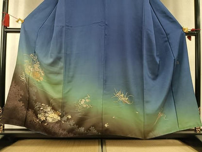 平和屋着物●金彩友禅　卓越技能者・名工・和田光正　訪問着　草花文　暈し染め　金銀彩　正絹　逸品　AABM8696fy