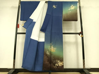 平和屋着物●金彩友禅　卓越技能者・名工・和田光正　訪問着　草花文　暈し染め　金銀彩　正絹　逸品　AABM8696fy