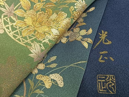 平和屋着物●金彩友禅　卓越技能者・名工・和田光正　訪問着　草花文　暈し染め　金銀彩　正絹　逸品　AABM8696fy