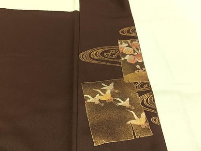 平和屋着物●金彩友禅　卓越技能者・名工・和田光正　色留訪問着　色紙枝梅花鳥文　金銀彩　正絹　逸品　AABM8697fy